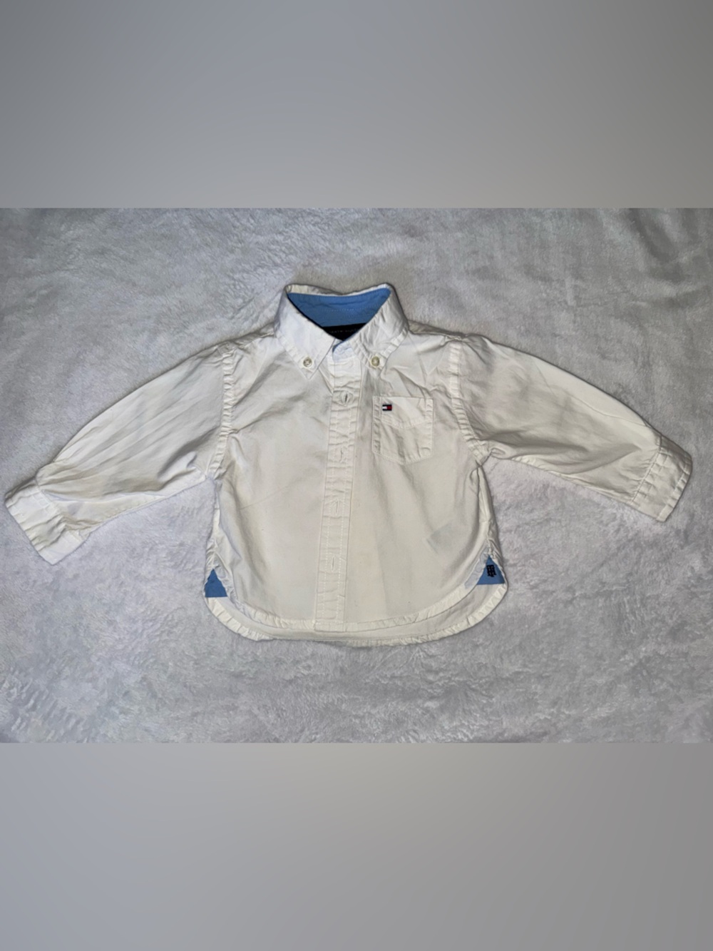 Tommy Hilfiger white Button-Down Shirt with Blue Trim for Kids